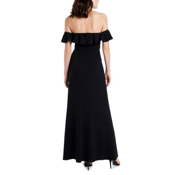 MSK Maxi Long Dress XL Black Flutter Off Shoulder Washable Wedding Cruise NWT - Picture 2 of 13